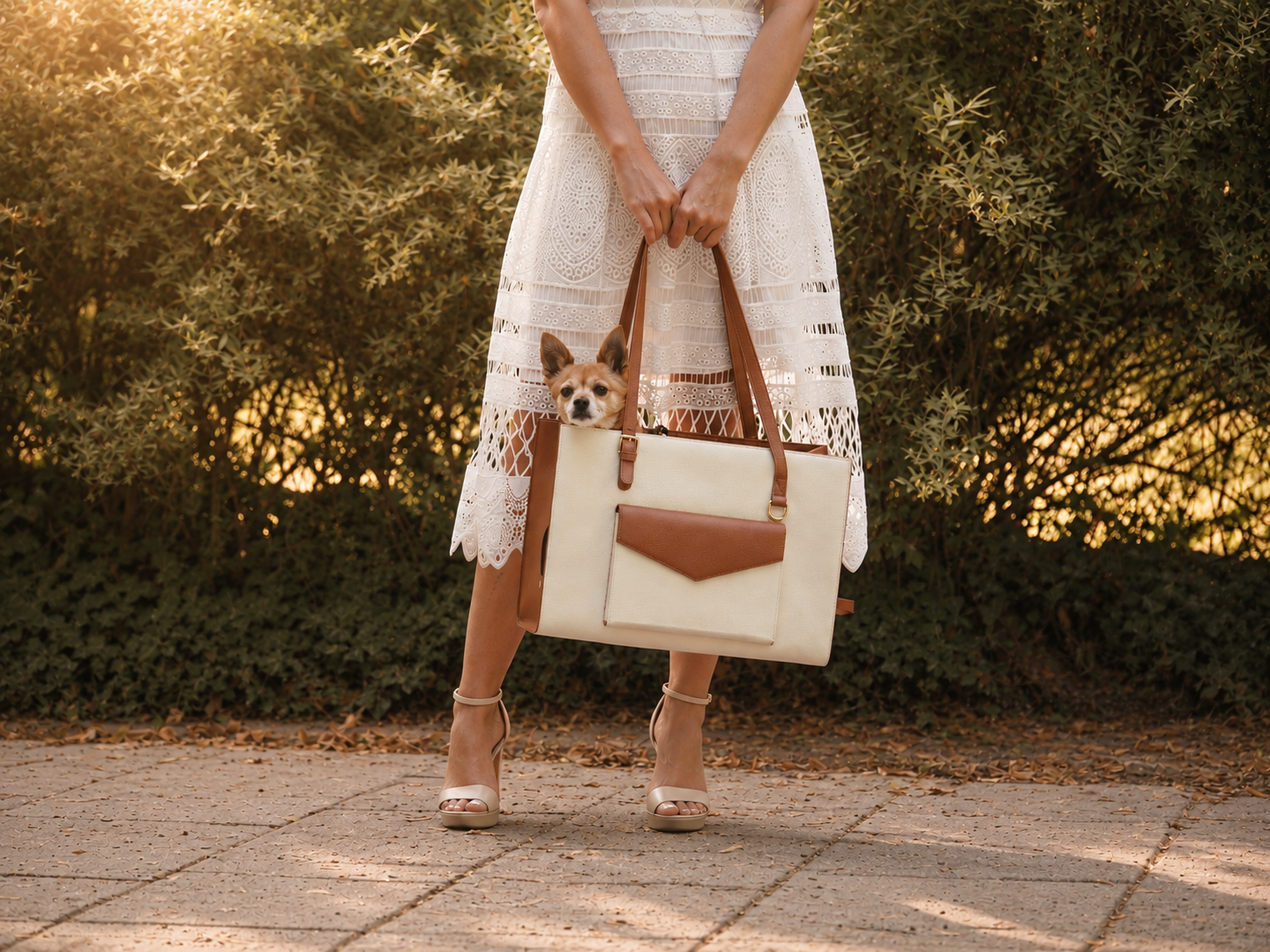 Femme portant le sac pour chien L’ORION